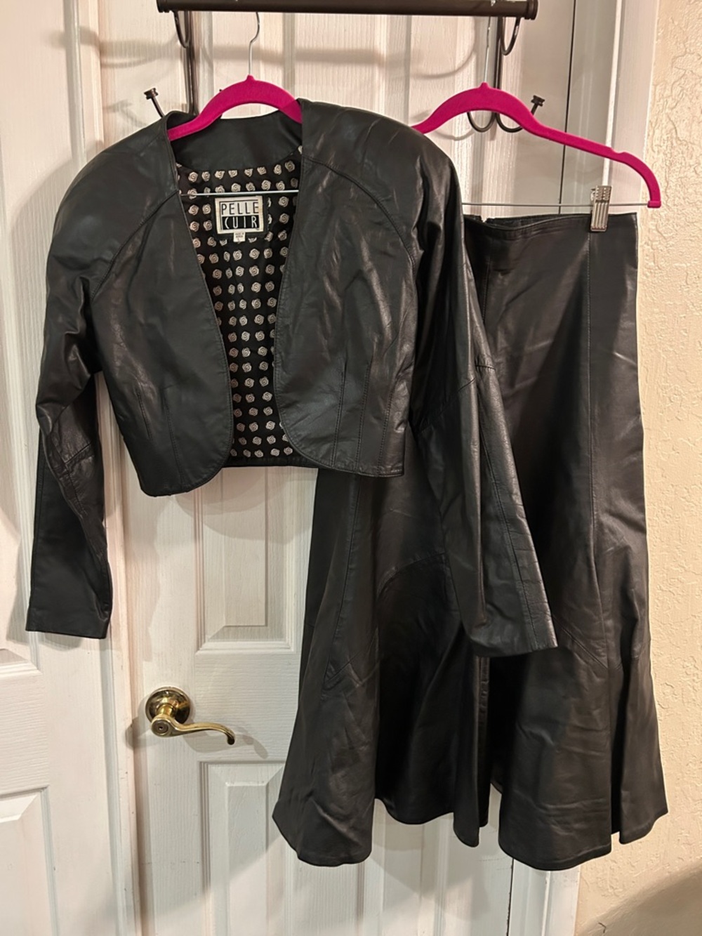 Black leather jacket & bolero skirt